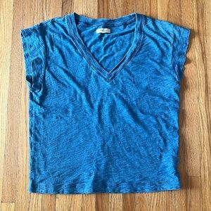 Madewell Indigo Hemp-Cotton V-Neck Muscle Tee Size: Small